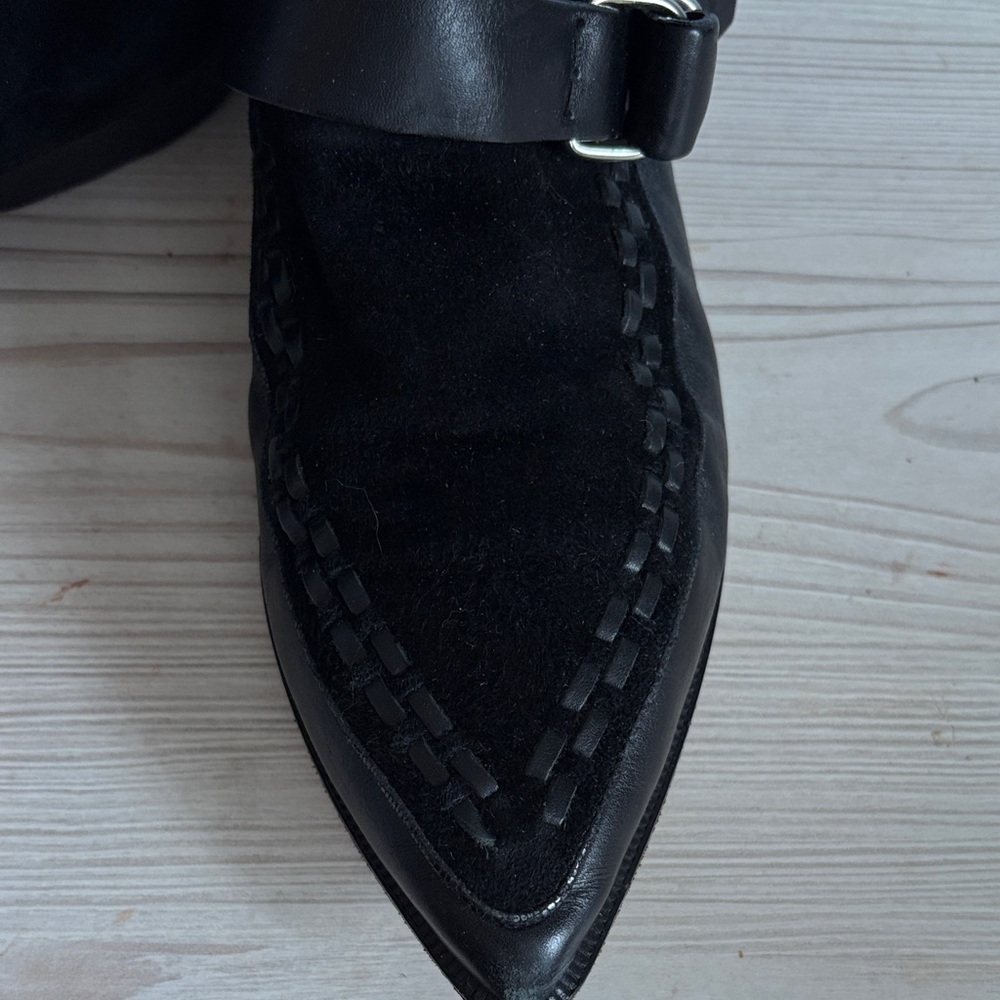 Isabel Marant Black Leather & Suede Buckle Ankle Boots - Picture 2 of 6